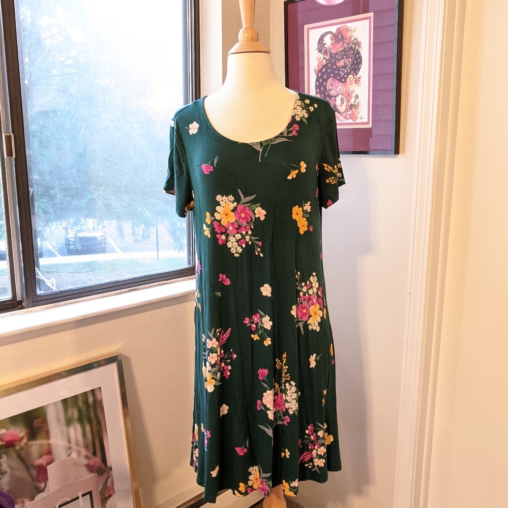 Green Floral Print Dress